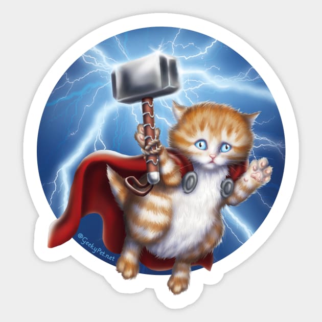 Thor Kitten Sticker by GeekyPet